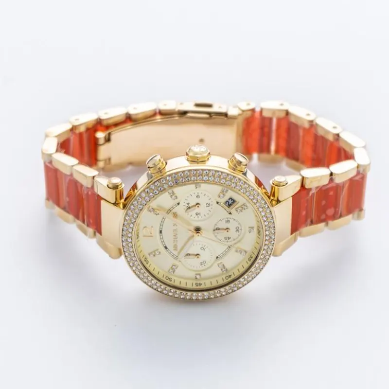 Michael Kors Parker Gold & Orange Combination Ladies Watch- MK6139